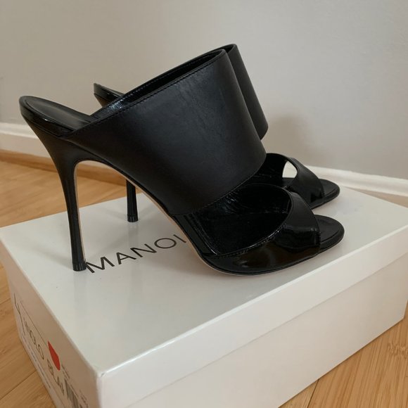 Manolo Blahnik Leather Ripta Mule Heel NWT - Picture 7 of 10